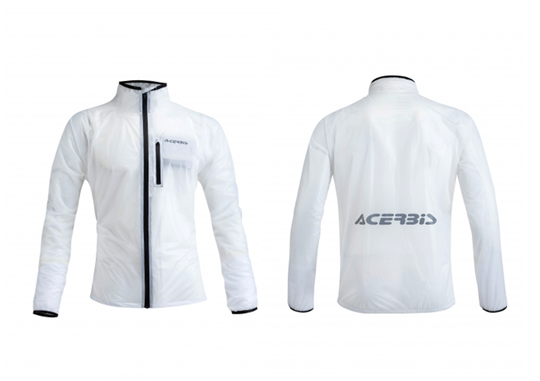 White wp jacket, with chest pocket and black accessories